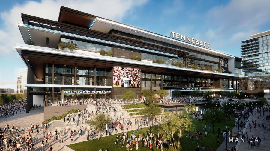 The new stadium will be built on the east side of the current stadium campus, along Nashville's East Bank. (Tennessee Titans image)