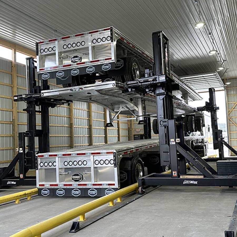 The trailer stacker has a 26,000-lb. capacity. It accommodates trailers 26- to 53-ft. long and 96- to 102-in. wide. 
