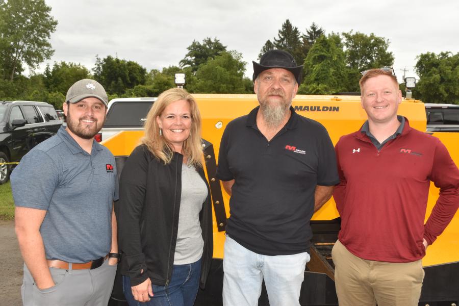 Mauldin Paving Products produces a full range of asphalt pavers, oil distributors, tack tanks, motor graders and rollers. (L-R) are Zack Lincolnhol of Mauldin Paving Products; Michelle Bogucki of Alta Equipment; and Paul Craig and Brandon Granger, both of Mauldin Paving Products.
(CEG photo)