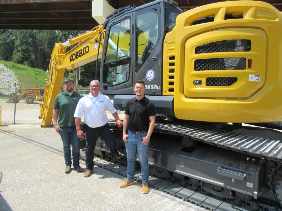 (L-R): Kobelco’s District Business Manager Ray Hockers, Field Service Representative Justin Dequaine and Business Support Associate Trevin Baron were on hand to discuss equipment and help Southeastern Equipment celebrate at the grand opening event.
(CEG photo)