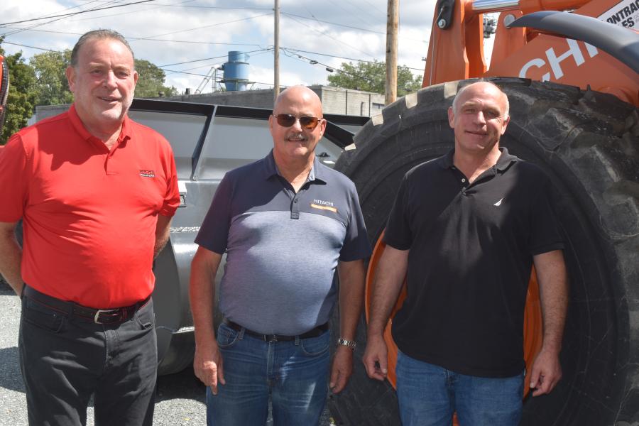 Spending time with some loyal, long-term customers is Scott Dubois (L), vice president/key accounts of Contractors Sales Company, with Paul Colarusso (C) of A. Colarusso & Son in Hudson, N.Y., and Dan Corbett of Lancaster Development.
(CEG photo)