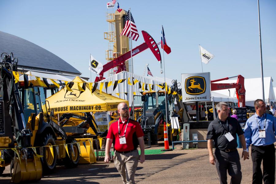 Attendees view equipment exhibits at the last PBIOS show. Held every two years since World War II, the show serves as an international marketplace for industry vendors. The oil show is exclusively open to industry professionals for the entire three-day exhibition.
(PBIOS photo)