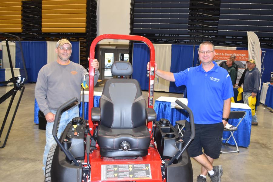 With a Ferris mower, which has its roots in nearby Oneida, N.Y., are Eric Leinbach (L) of the town of Sherburne highway department and Chris Sharrow of Clinton Tractor.
(CEG photo)