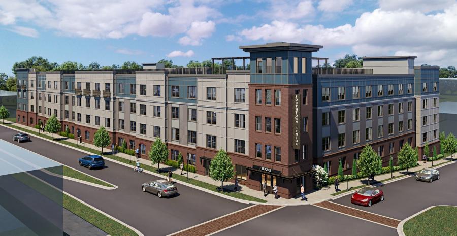 Southtown Senior is a 143-unit senior and family apartment community for ages 62 and up, comprising 158,384 square feet. Units will be available in one- and two-bedroom floor plans. (Housing Authority of Birmingham District rendering)