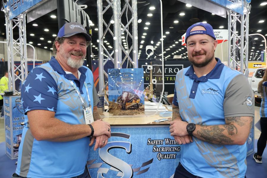 Brad Shields (L), owner of Shields Windshield, and Rob McKee, head of engineering, are ready to launch the company’s new Case Minotaur polycarbonate front windshield.