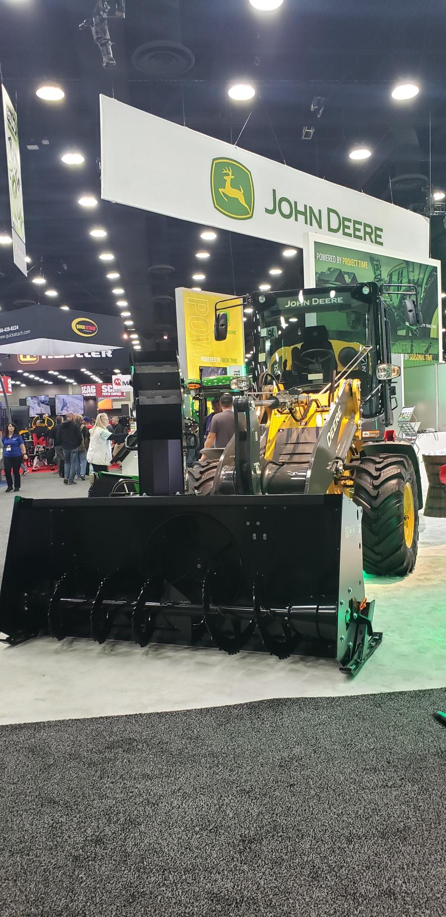 John Deere shows off its snow blower attachment for its wheel loader. 
(CEG photo)