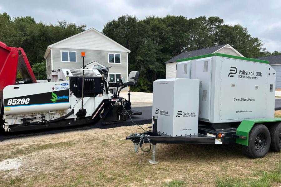 During a recent demonstration, the Voltstack 30k, an all-in-one mobile site power and equipment charger, played a key role in successfully charging the 8520C E-Paver, ensuring maximum uptime performance.