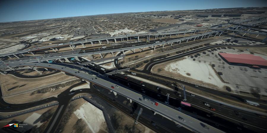 Under the design-build contract for the 4-mi. project, crews will build three elevated express lanes — two general purpose and one HOV (high-occupancy vehicle) — along I-35 in each direction.
(TxDOT photo)