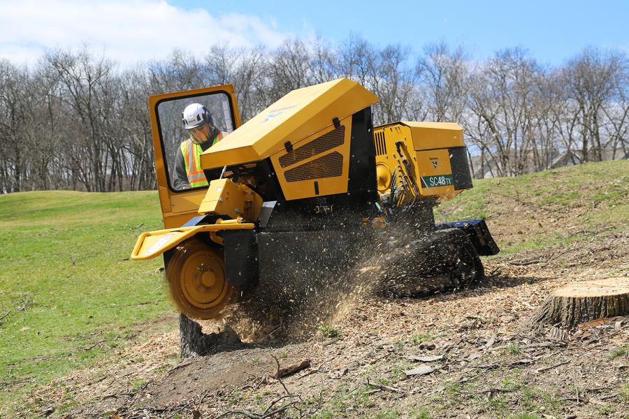 Powered by a 48-hp 1.7 L Cat diesel engine certified to Tier IV Final/Stage V emissions regulations, the Vermeer SC48TX can cut up to 28 in. above grade and 16 in. below the surface. It features a straight-line cutting width of 65 in.