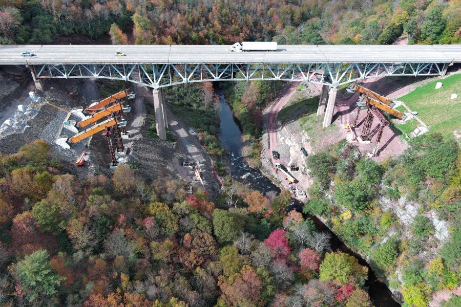 The general contractor is Trumbull Corporation and the construction manager is STV Inc.
(Aerial and drone services by Keystone Aerial Cam Ltd. of Pa. photo)