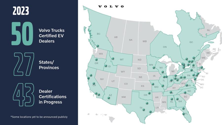 With the addition of Vanguard Truck Centers’ five locations, the Volvo Trucks Certified EV Dealer network has expanded into 24 U.S. states and three Canadian provinces across North America.