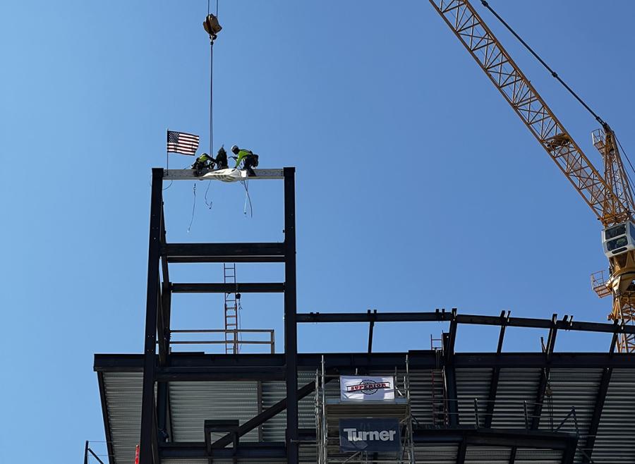 Turner Construction Company celebrated the topping out of phase 1 of a clinical expansion of Northeast Georgia Medical Center in Braselton, Ga. (Turner Construction photo)