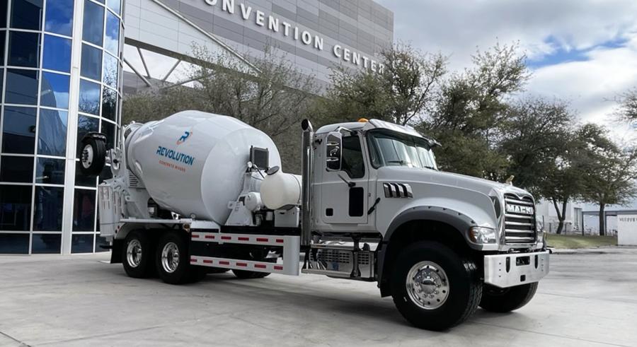 One of the signature items for its annual auction at World of Concrete is a 2024 Mack Granite GRFR chassis donated by Mack Trucks and equipped with a Revolution Bridgemaster Mixer donated by Revolution Concrete Mixers.