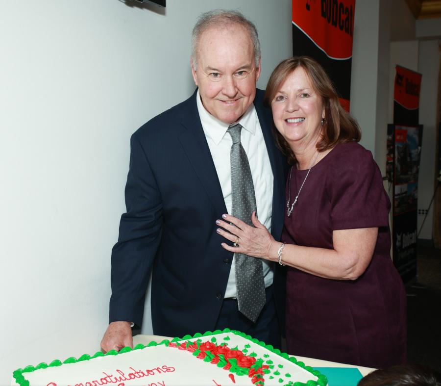 Vinny Ryan and his wife, Kathy, celebrate his retirement from Bobcat of North Jersey during a recent celebration party.