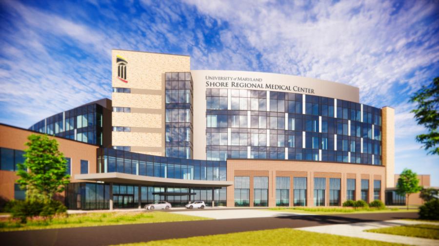 Architectural rendering of UM Shore Regional Medical Center.