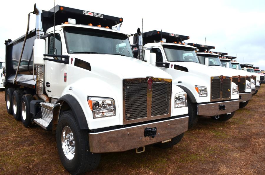 A great lineup of trucks was auctioned off on day one, including a selection of county-owned 2023 Kenworth T880 dump trucks.  
 (CEG photo)