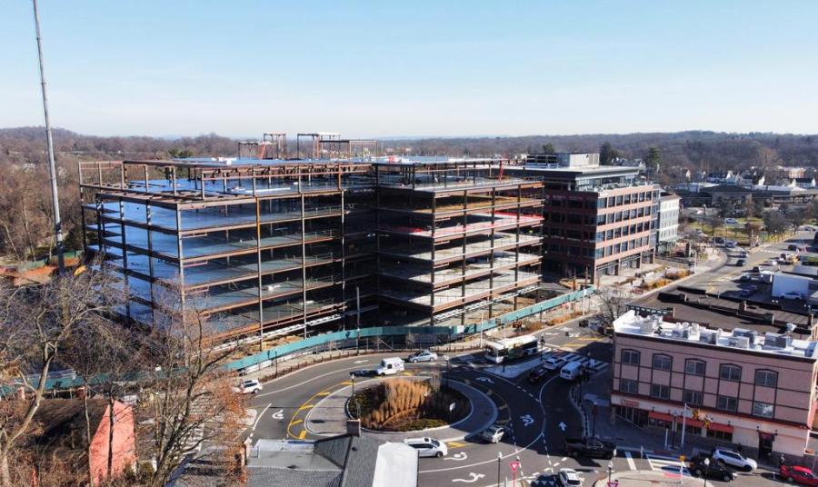 SJP Properties, in partnership with Morristown’s Scotto Properties, celebrated the topping out in mid-January of what will be the 260,000-sq.-ft. New Jersey flagship location of Sanofi, a French healthcare and pharmaceutical company, at M Station West.