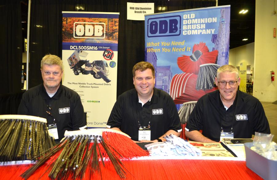 (L-R): Representatives of ODB (Old Dominion Brush) Co., including John Burgess, Britt Calloway and Tim Stumph, were waiting for the next wave of guests to promote their factory direct brush sales. (CEG photo)