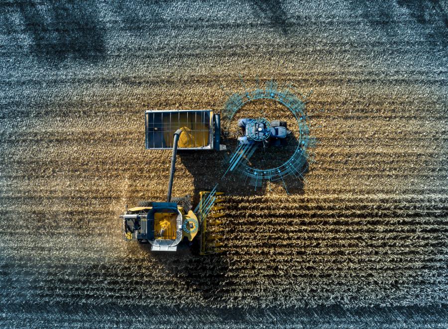Raven Cart Automation functions as a driver-assist technology in the tractor, allowing the combine operator to dictate positioning and speed of the grain cart during cart filling process.
