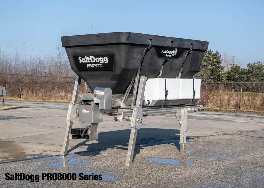 The new SaltDogg PRO spreader is available with an 8 cu. yd. capacity. Independent control of the feed and spinner motors provides maximum control over material usage.