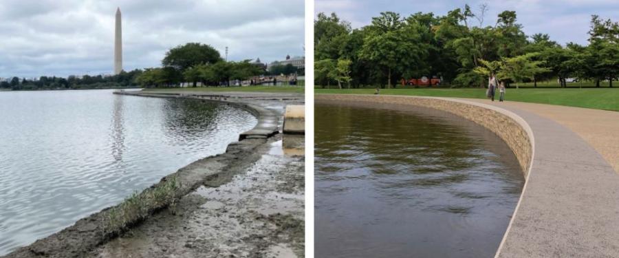 Old age, rising sea levels and poor drainage have all combined to exact a toll on the Tidal Basin and West Potomac Park seawalls. Portions of them have settled as much as 5 ft. since their initial construction from the late 1800s to the early 1900s.