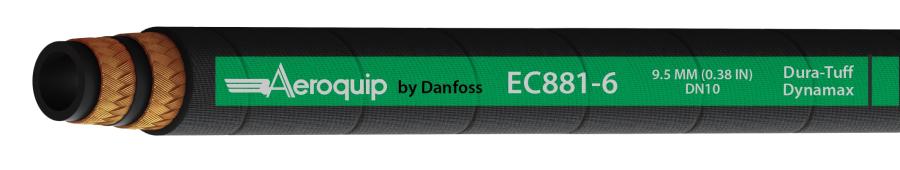 Aeroquip by Danfoss EC881 Dynamax hose is a two-wire braided hose with a 35 percent higher pressure rating than other hoses of the same type.