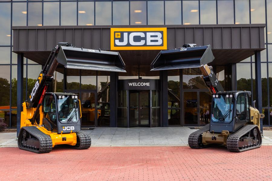 The United States Marine Corps has chosen JCB’s 3TS-8T teleskid, with its unique telescoping boom and side entry door, over conventional skid steer designs for its multi-terrain loader replacement program. The Marine’s teleskid is shown at right, the commercial version on which it is based is at left.